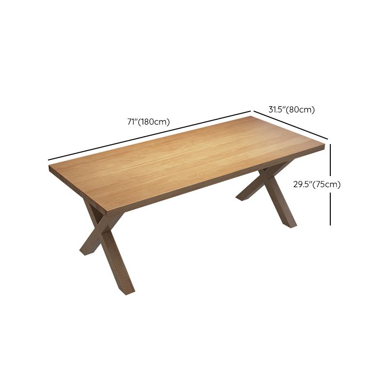 Industrial Dinner Table Rectangle Solid Wood Dinette Table in Brown