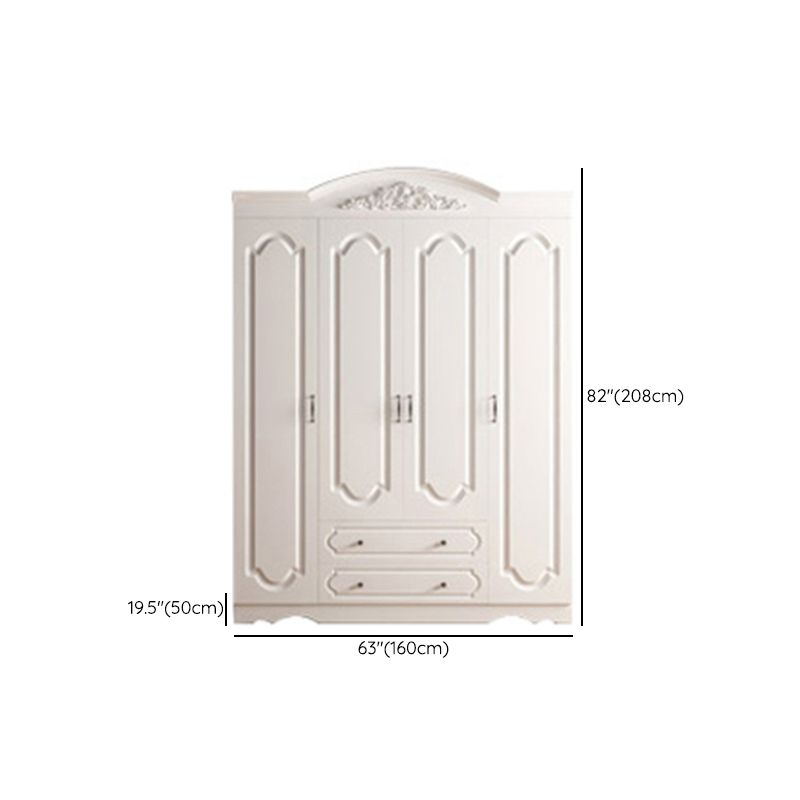 Engineered Wood Cabinet with 2 Drawers French Country White Wardrobe for Home