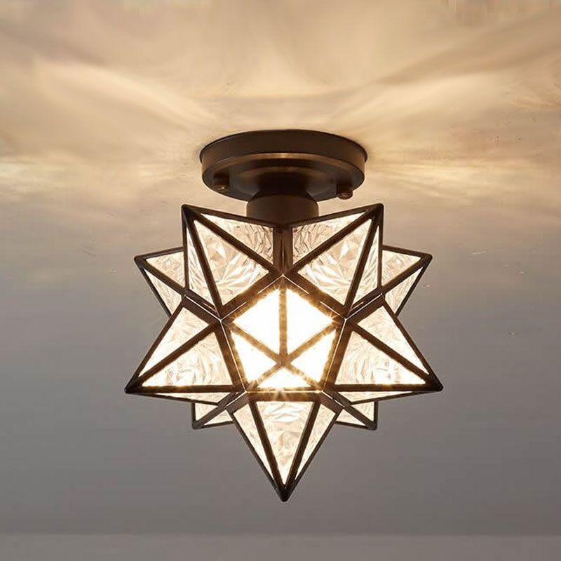 Star Semi-Flush Plafond Licht Traditioneel Plastic Plafond Mount Kroonluchter voor Slaapkamer