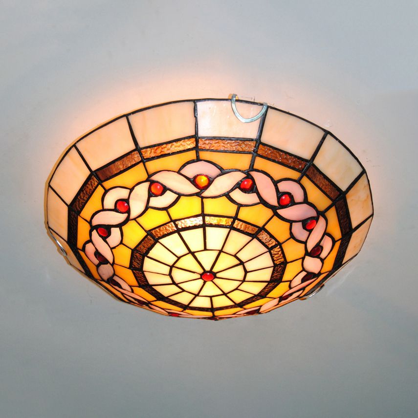 Lampada da soffitto a incasso in vetro colorato barocco blu/giallo per soggiorno
