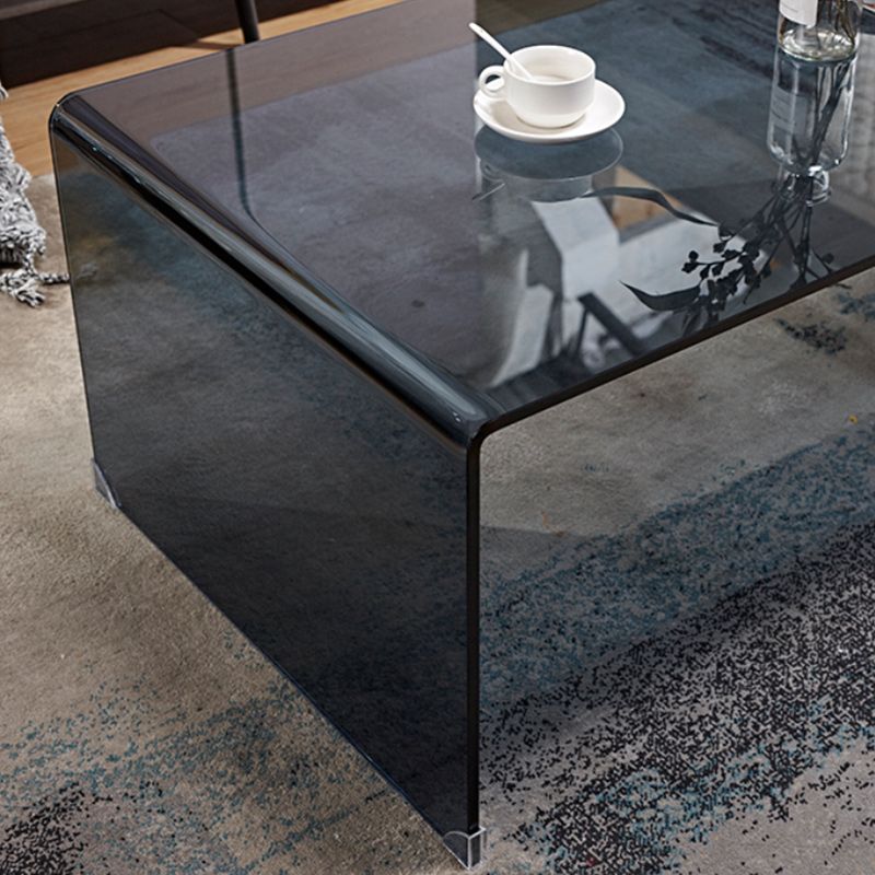 Modern Rectangle Glass Coffee Table Sled Base Cocktail Table
