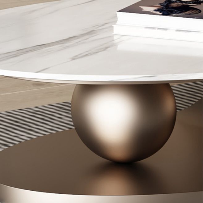 Metal Abstract Base Cocktail Table Glam Slate Top Coffee Table
