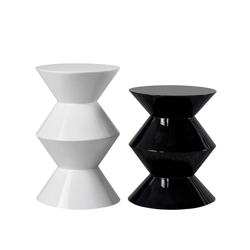 Round Solid FRP Top Side Table 17.7"/20.8"Tall Pedestal End Table