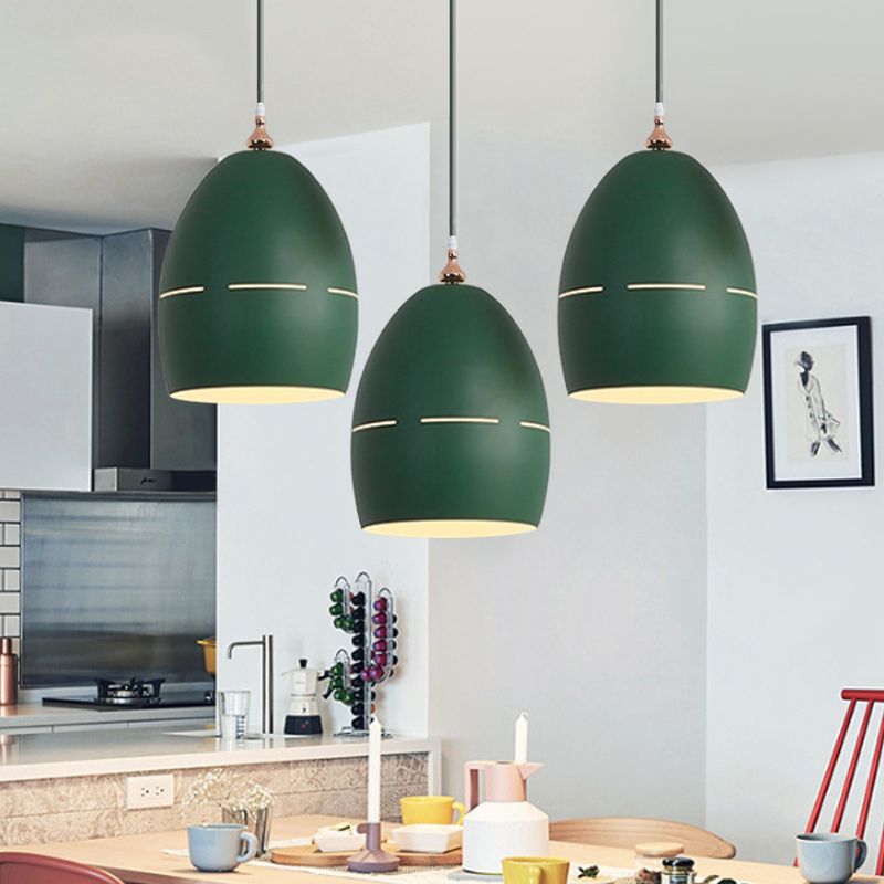 Luz de suspensión de forma ovalada de metal 1 Luz de loft de macarrón ligero para el comedor para el comedor