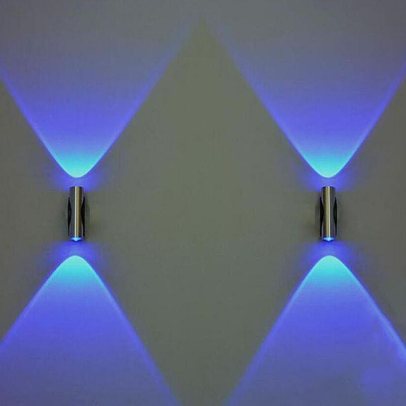 2 Lights Cylinder Wall Mounted Lamps Modern Style Metal Wall Sconces in Silver