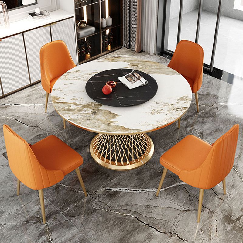 Traditional Luxury Round Stone Dining Table Pedestal Casual Dining Table