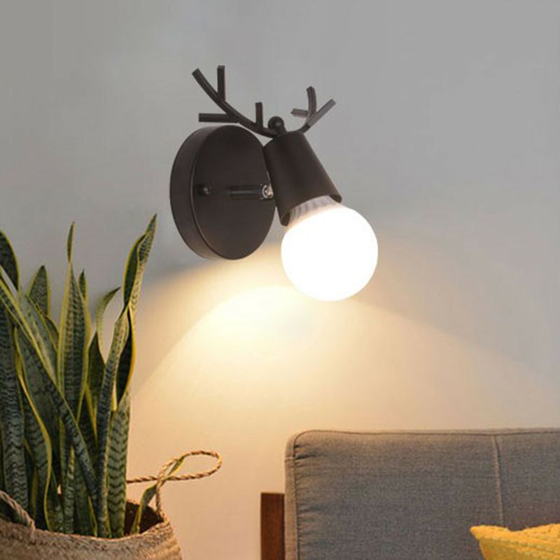 Antler Wall Mounted Reading Light Nordic Metal 1-Light Bedside Wall Lamp with Pivot Joint
