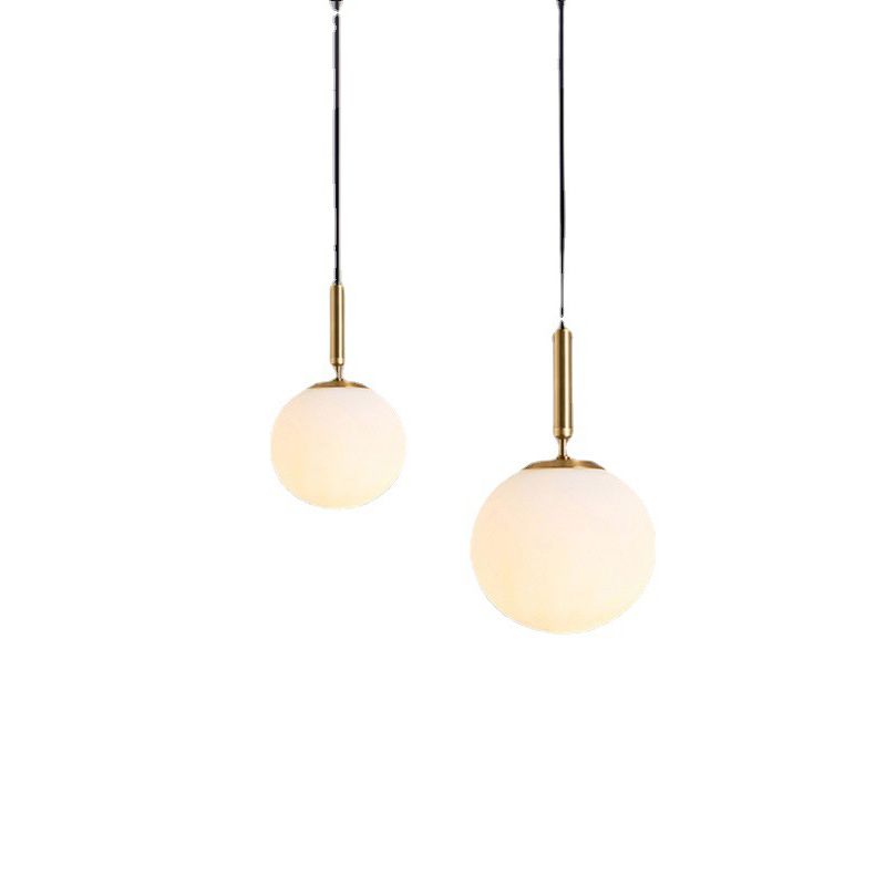 Modern Minimalist Design Globe Hanging Lamp Opal Frosted Glass Shade 1 Light Pendant Light