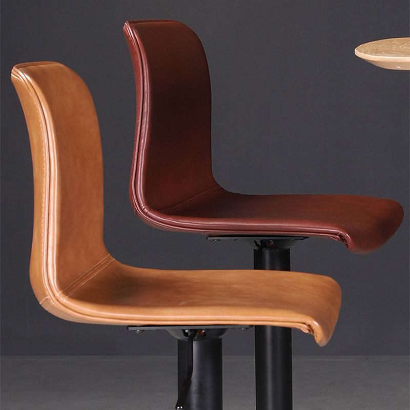 Scandinavian Adjustable Height Stool Leather Counter Stool with Footrest