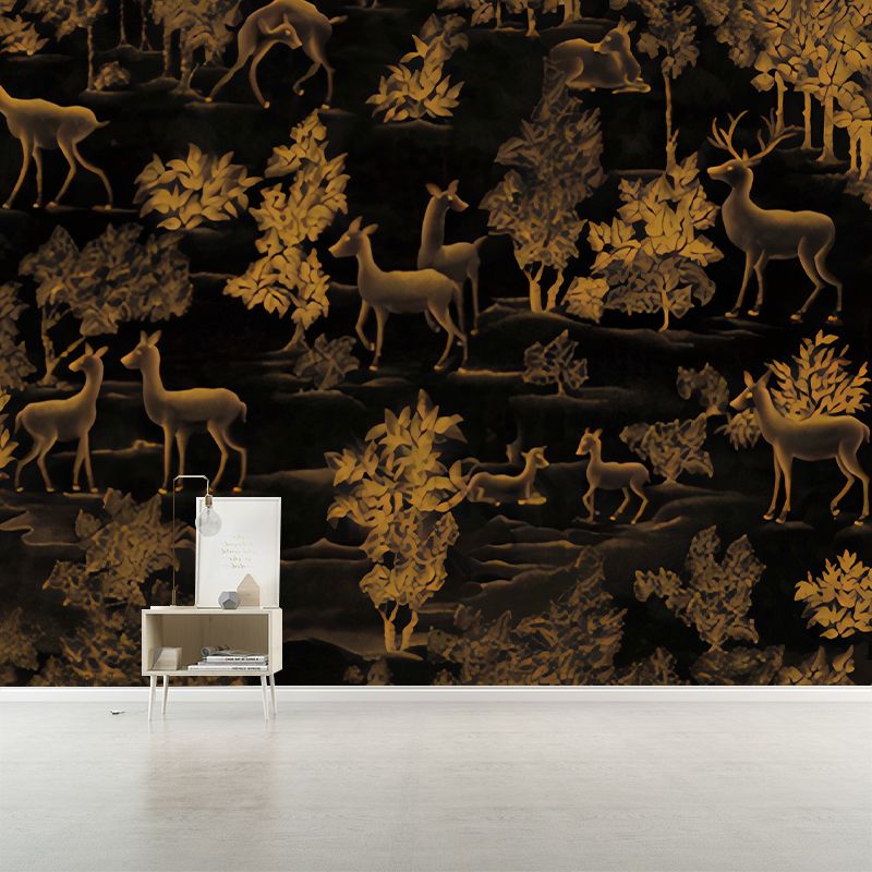Non-Woven Stain Resistant Murals Antique Deer Patterned Wall Decor for Living Room