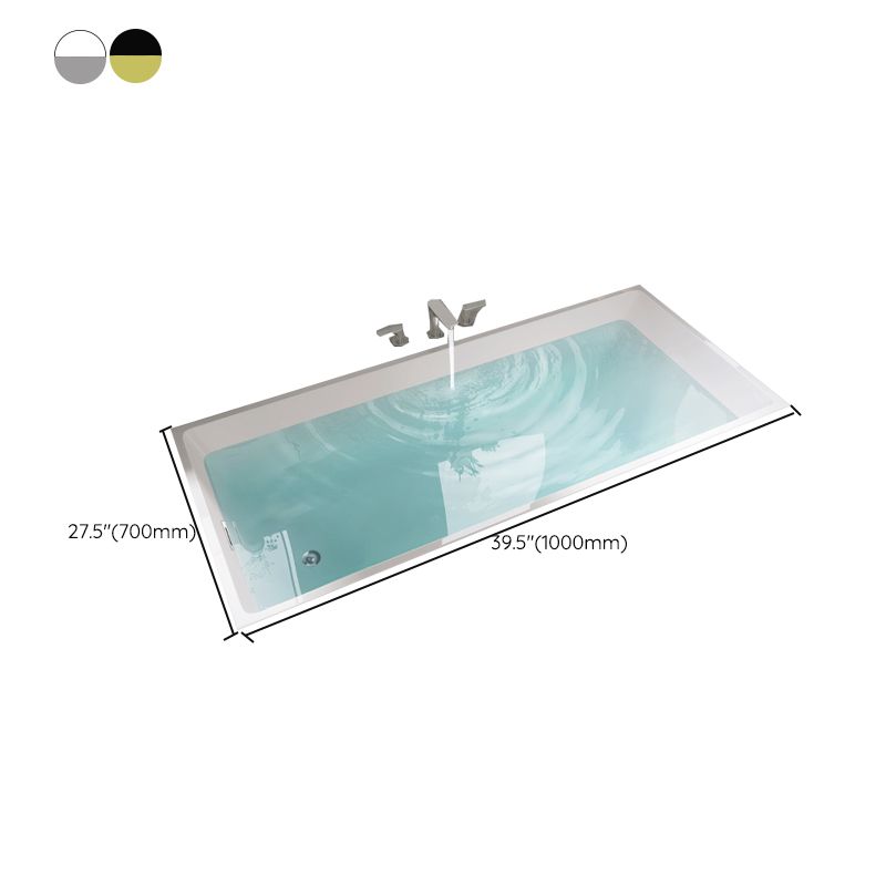 Modern Acrylic Rectangle Embedded with Drain Bath Tub and Overflow Hole