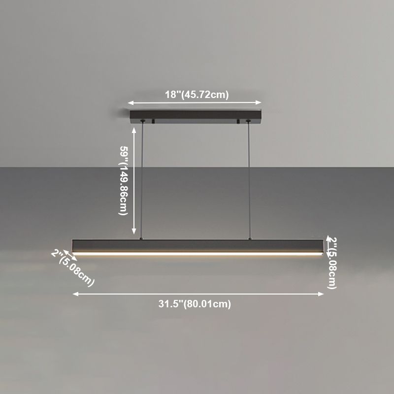 Esszimmer moderne Inselleuchte Schwarzes lineares Aluminium -Anhänger Licht