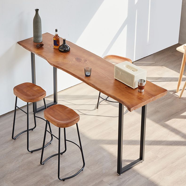 Modern Rectangle Solid Wood Bar Table Set 1/2/4/5/9 Pieces Counter Table with Stools