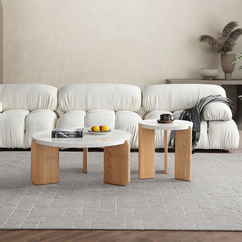Contemporary Coffee Table 3 Legs Round Stone Coffee Cocktail Table