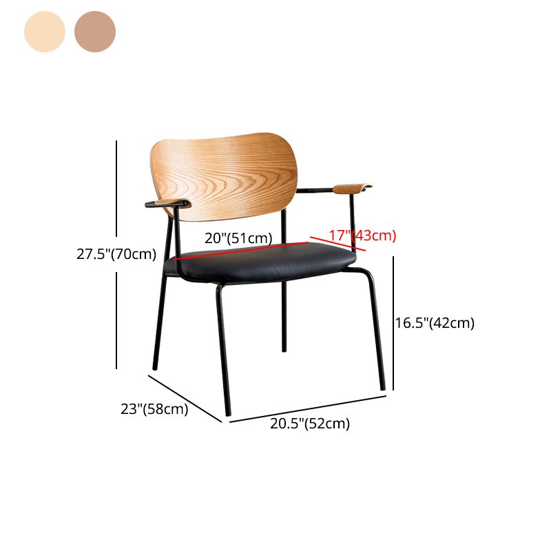 Silla moderna para interiores y exteriores, silla auxiliar de comedor con respaldo abierto de metal y brazo