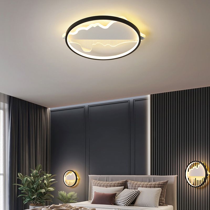 Minimalistische, schleifenförmige Deckenleuchte, moderne LED-Einbauleuchte mit schwarzem Finish für Schlafzimmer