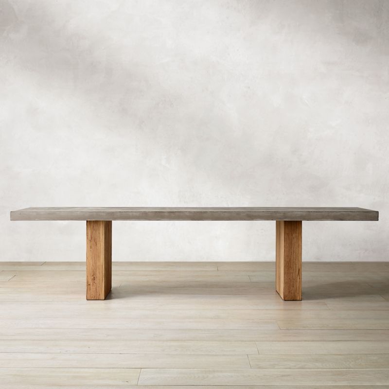 Modern Rectangle Dining table Solid Wood Double Pedestal Table in Grey