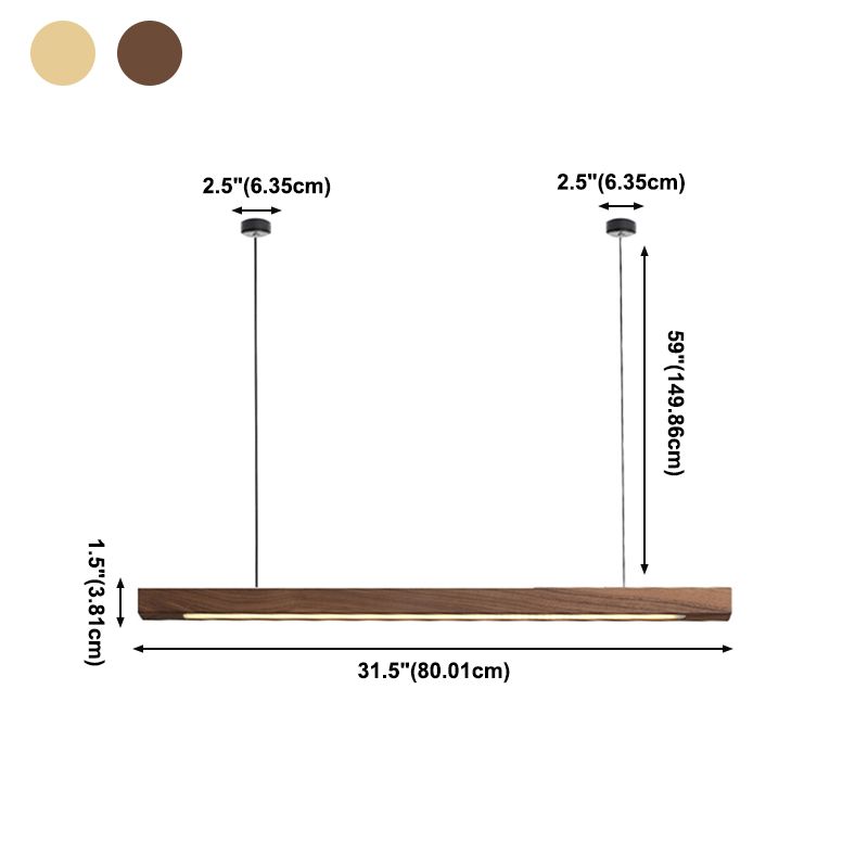 Nordic Style Strip Shape Island Light Wood LED Island Light for Living Room