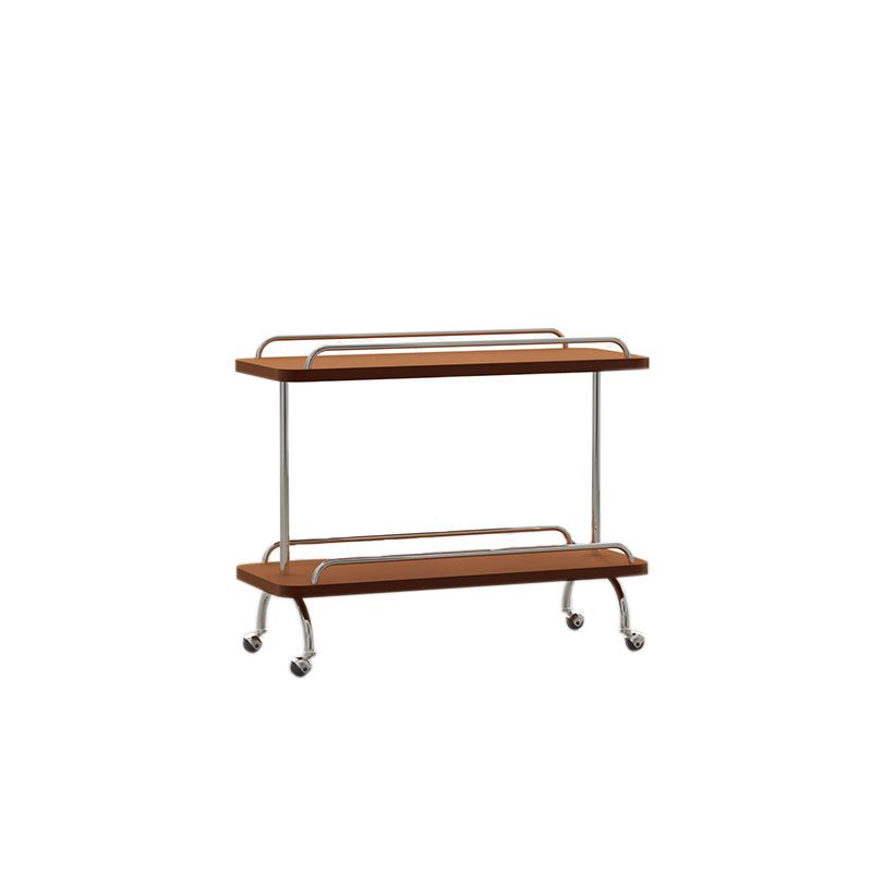 Rectangular Side Table with Wheel Base Mid-century Modern Style with Storage Shelf