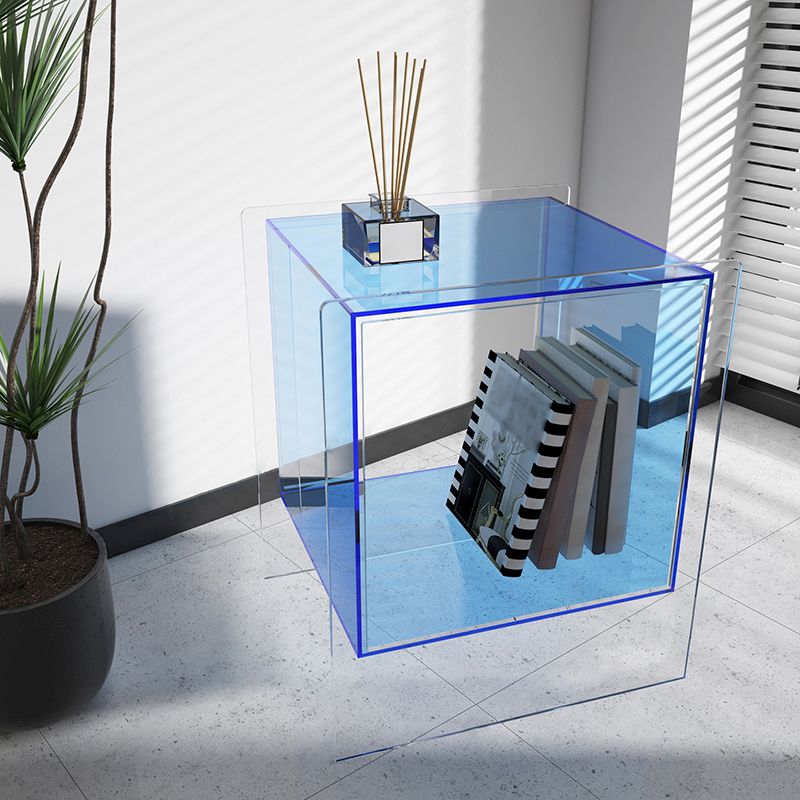 Modern Plastic End Table Set Square Bedside Side Table with Storage