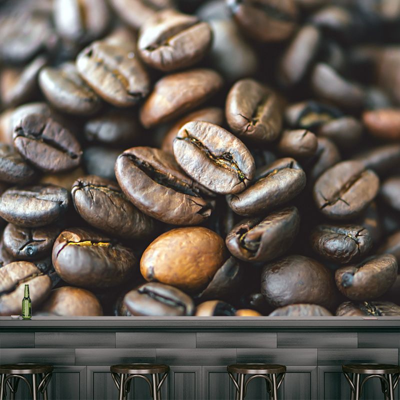Coffee Beans Stain Resistant Coffee Shop Wall Covering, Made to Measure