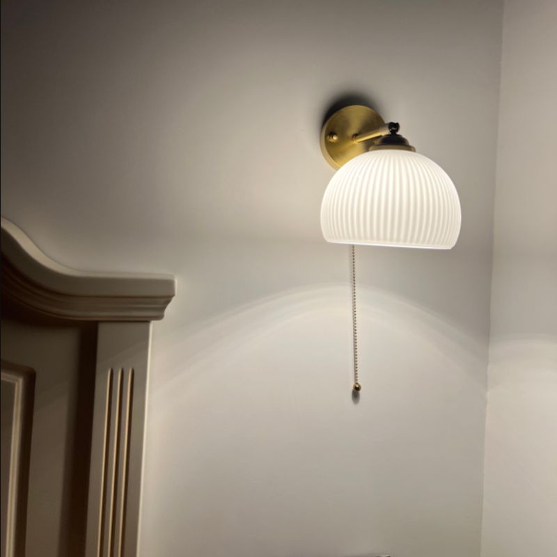 Glass Wall Lamp Modern 1-Light Wall Mounted Lighting for Bedroom