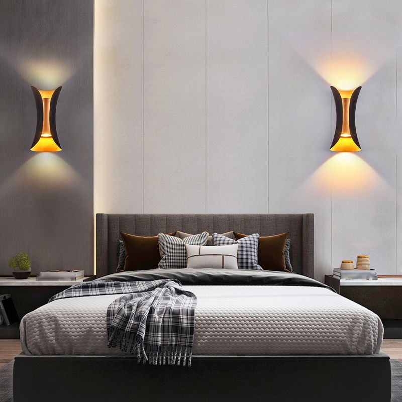 Modern Style Curl Shape Wall Sconce Metal 2 Light Sconces for Outdoor