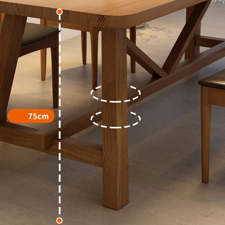 Industrial Dinette Table Solid Wood Rectangle Dinner Table in Brown
