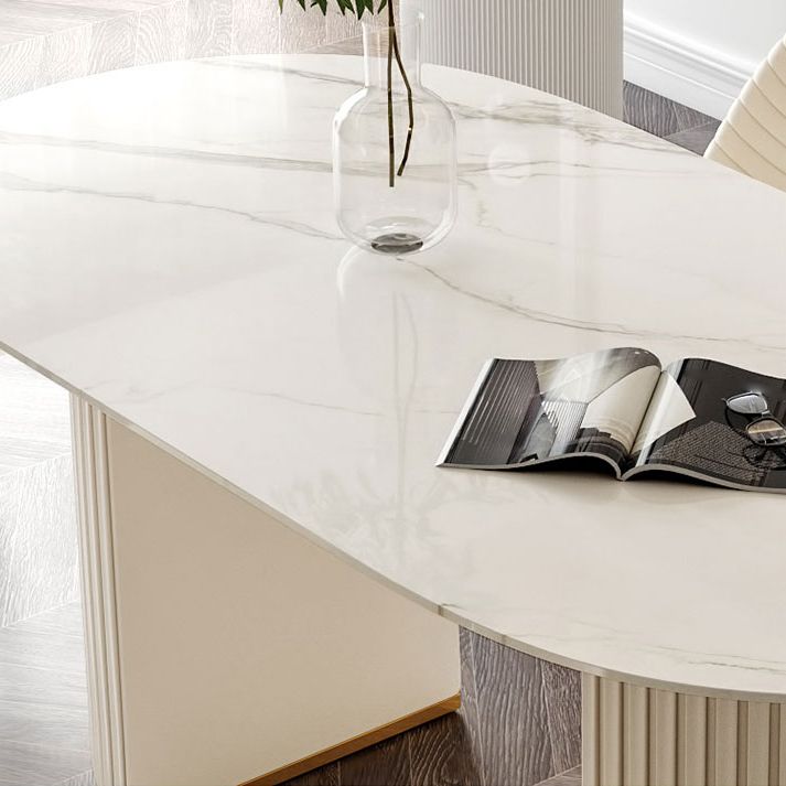 Traditionele luxe eettafel Ovaal Dubbele voetstuk Dining Site Tafel voor eetkamer