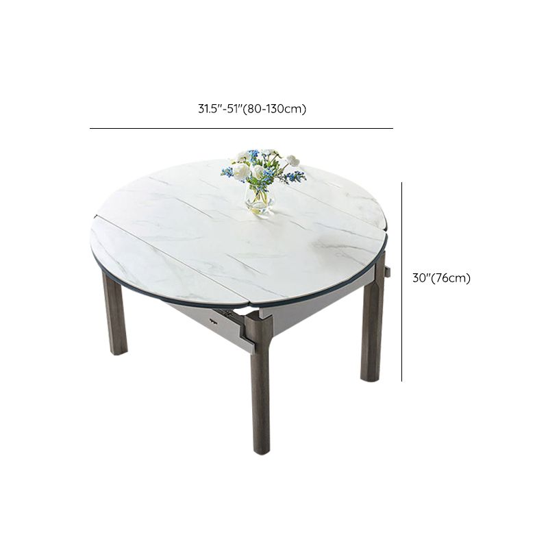 Contemporary Rectangular and Round White Dining Table with Wooden Legs