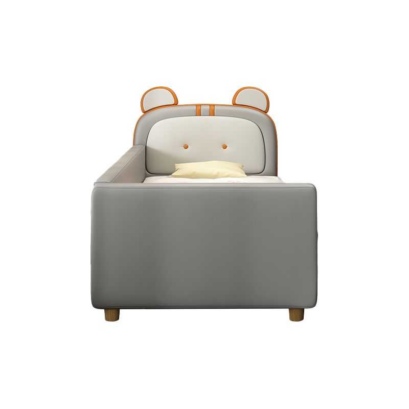 Gray Upholstered Low Kids Bed Modern Mattress Included Bed with Detachable Guardrails