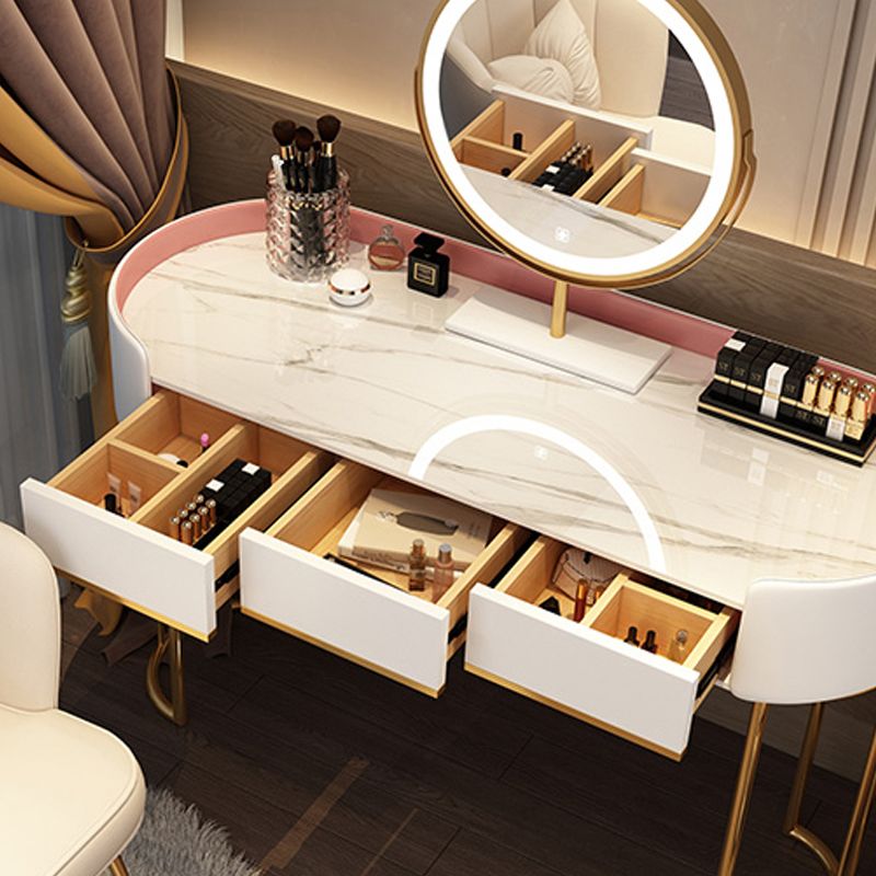 Standing Makeup Vanity Desk Lighted Mirror Makeup Vanity Set with Drawer