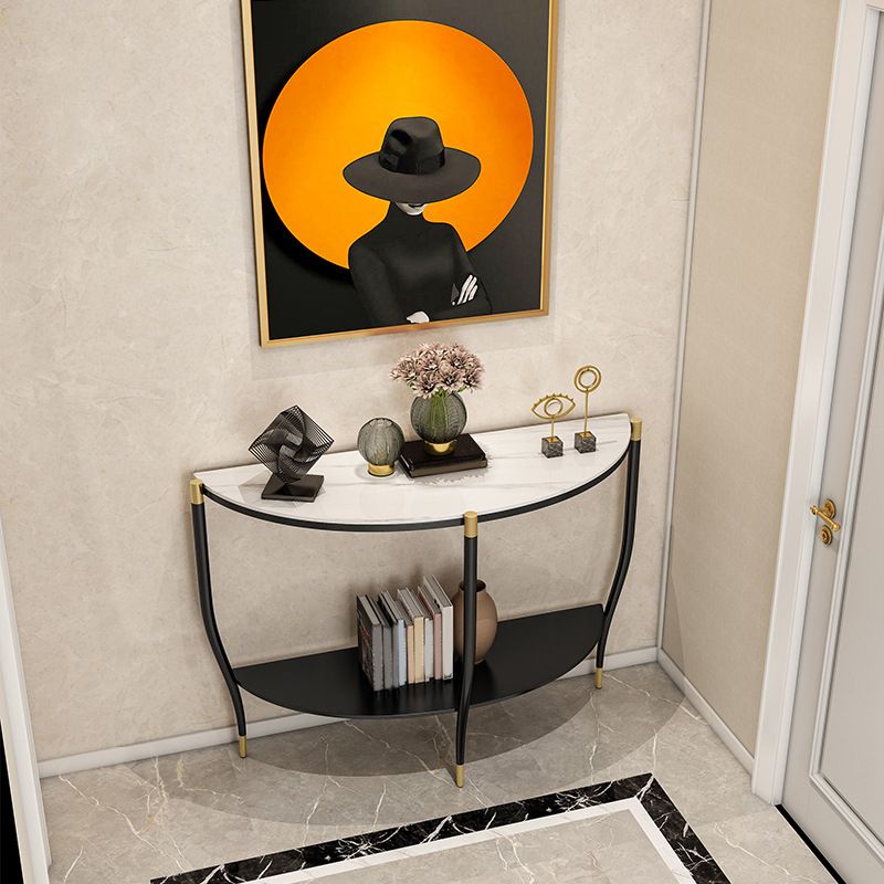 Stone Half Moon Console Table 33.46" Tall Legs Included Accent Table
