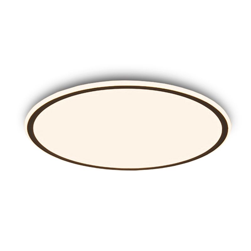 Modern Bedroom Round LED Ceiling Light Minimalist Aluminum Hallway Lighting Fixture in Black + White