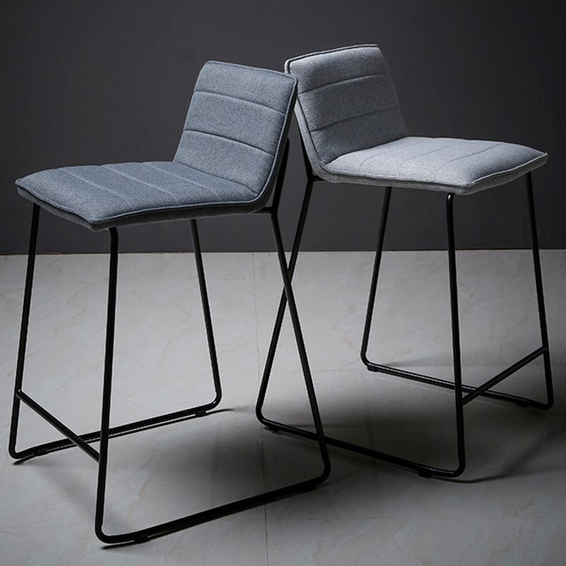 Scandinavian Black Iron Base Barstool Fabric and Faux Leather Bar Stools