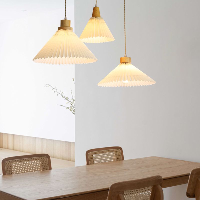 Wood Tapered Suspension Pendant Light Nordic Style Wooden Pendant Lighting Fixture