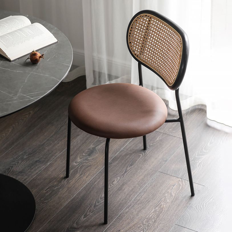 Modern Style PU Leather Side Chair Open Back Dining Side Chair for Dining Room