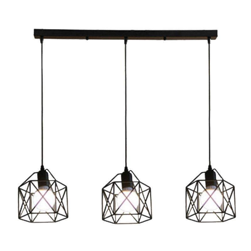 Geometric Shape Metal Island Pendant Industrial Style Island Lighting for Hallway
