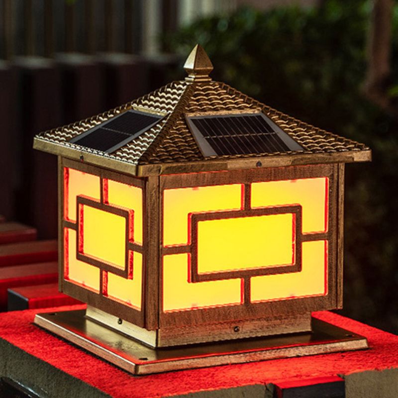 Contemporary Square Shape Pillar Light with Metal for Courtyard
