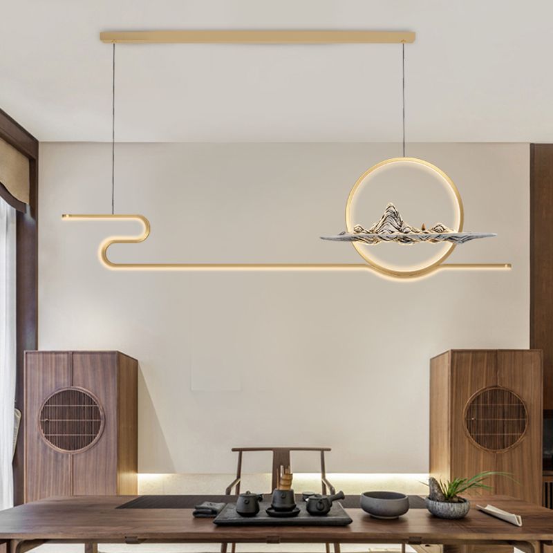 Linear de la iluminación de la isla Linencia colgante de 2 luces de metal moderno