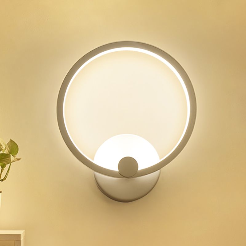 8"/12" Dia Simplicity Loop Sconce Light Acrylic LED Bedroom Wall Lighting Fixture in Warm/White