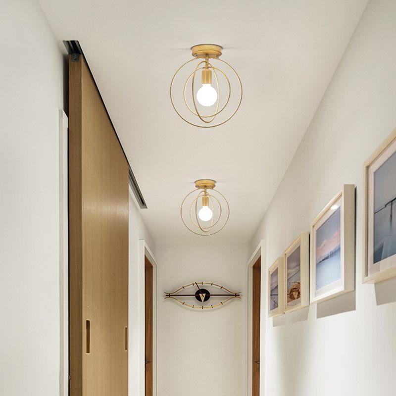 Modern Semi Flush Mount Lighting 1 Light Metal Semi Flush