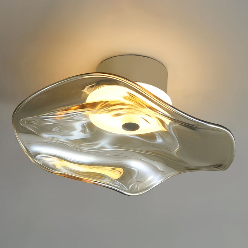 Plafonnier semi-encastré moderne, éclairage de plafond simple en verre pour balcon