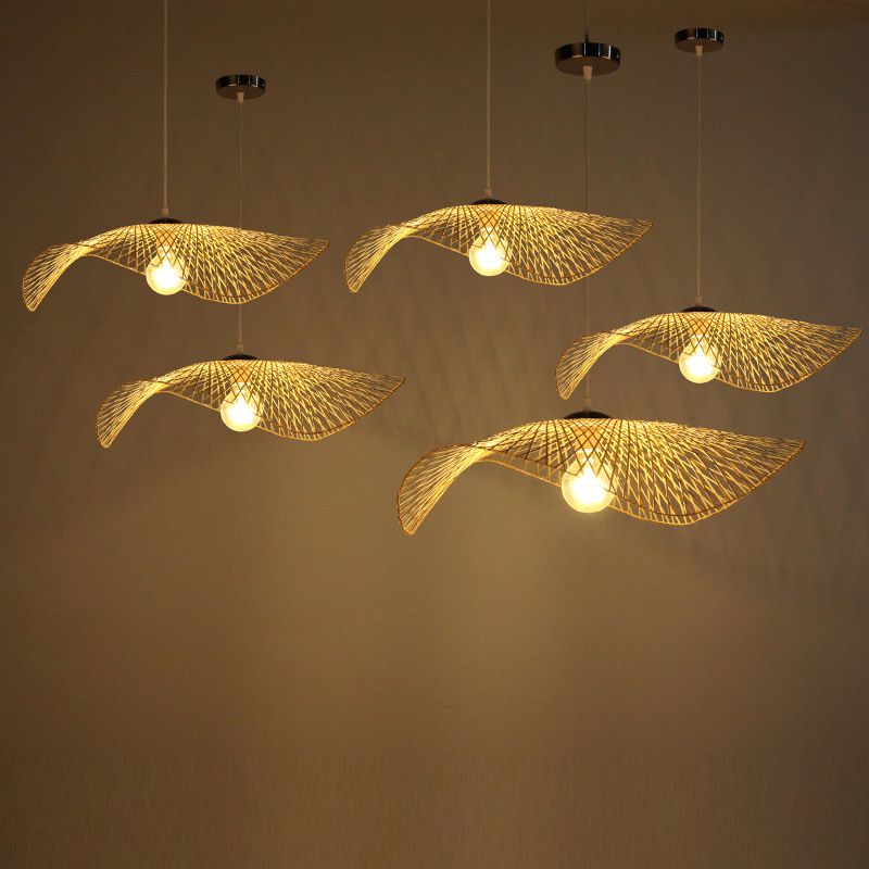 1 Light Swirl Hanging Pendant Lights Chinese Bamboo Pendant for Restaurant