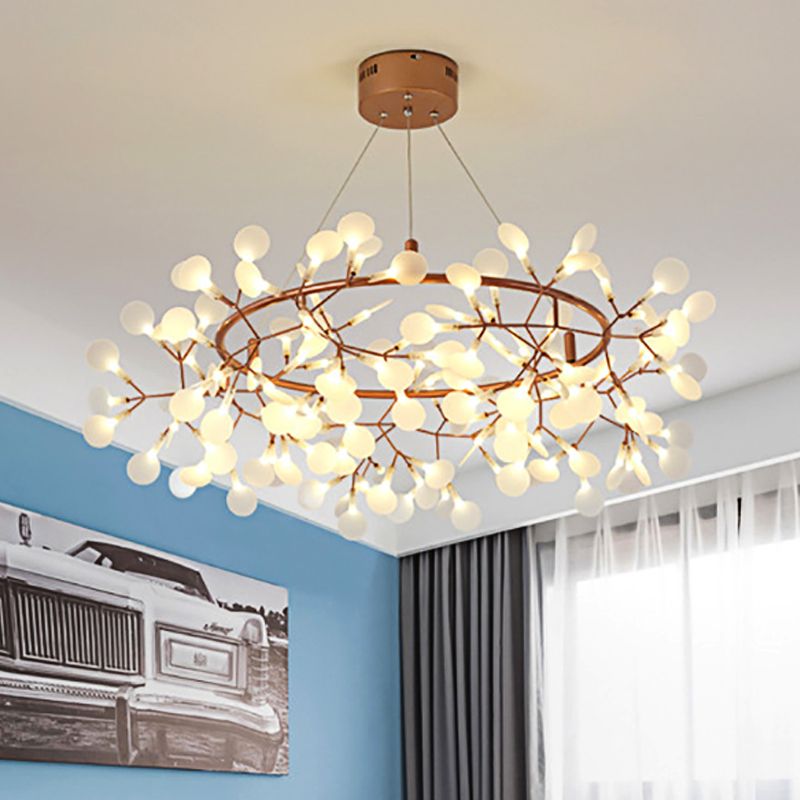 Lampada del lampadario di ramo con foglia deco moderna acrilica e metallo 81/108 luci in oro lampada sospesa