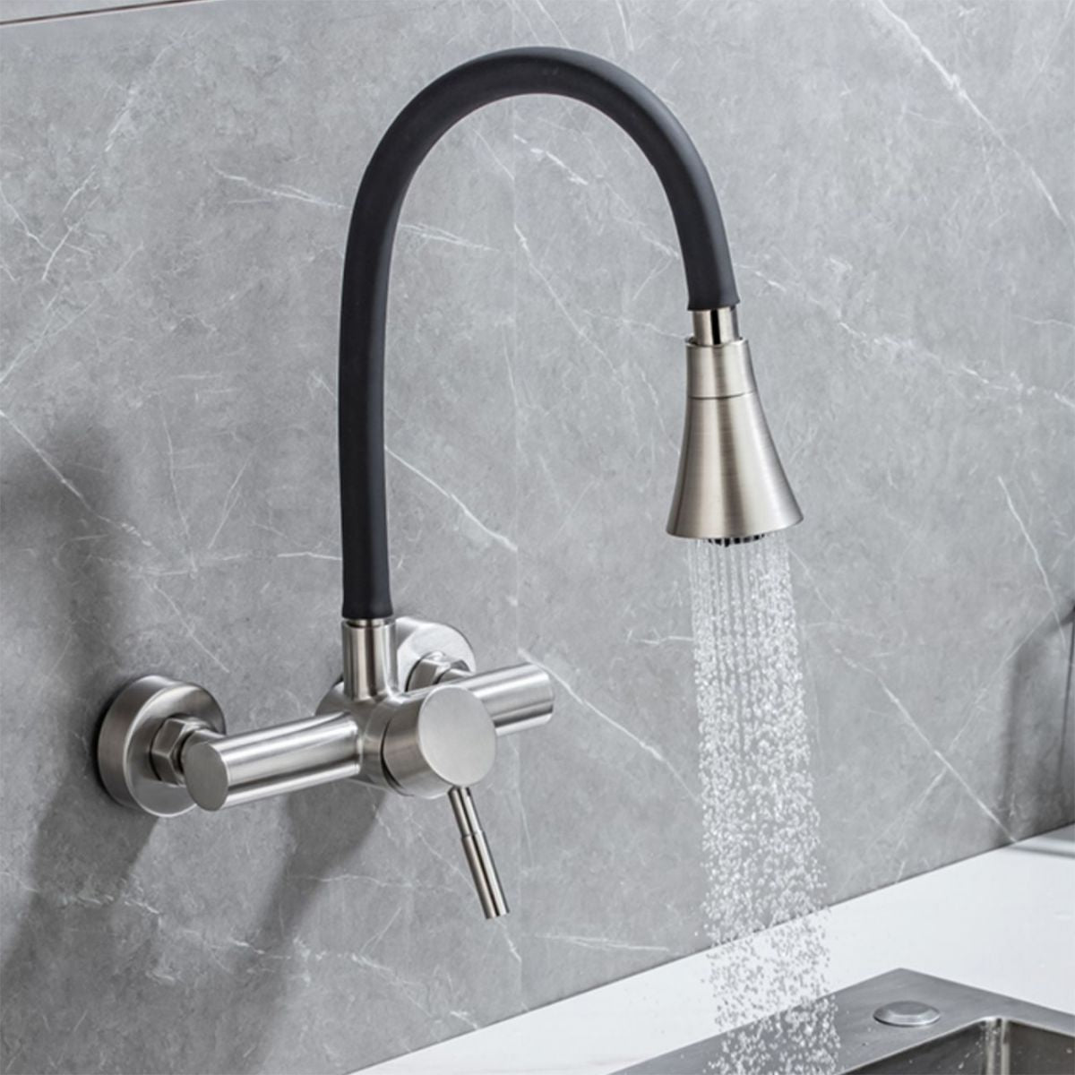 Modern Universal Tube Single Handle Kitchen Faucet Wall Mounted Faucet