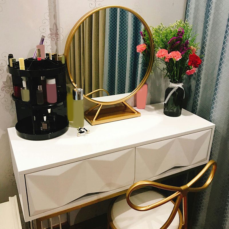 White Vanity Table Glam 33.07" H Dressing Table with Mirror and Stool