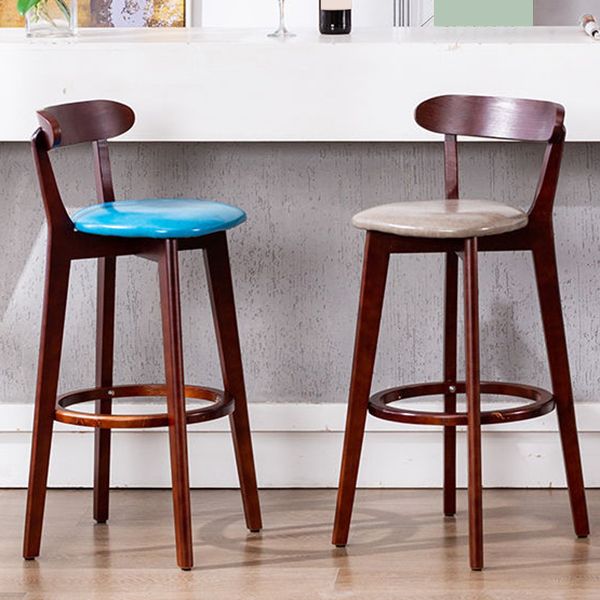 Scandinavian Wood Stool Wood Rectangle Seat Counter Stool in Matte Finish