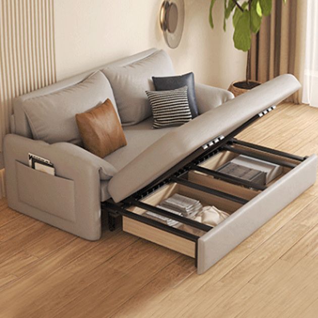 Foldable Convertible Sofa Pillow Included Futon Sofa Bed with Storage