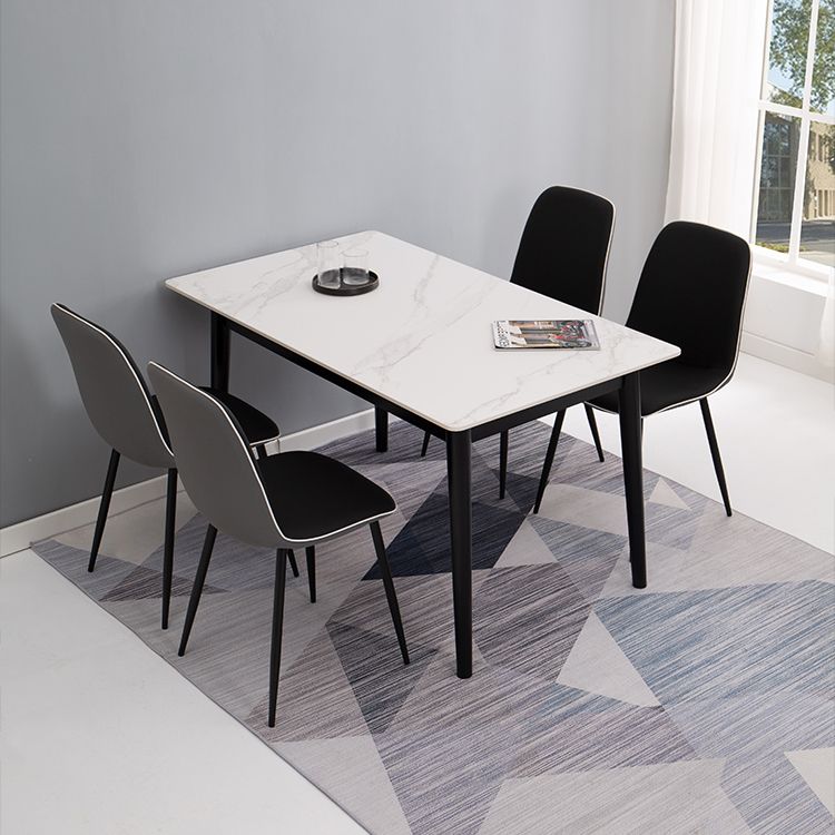 Minimalist Sintered Stone Dining Set with Rectangle Table and Wooden Base Table Set for Restaurant